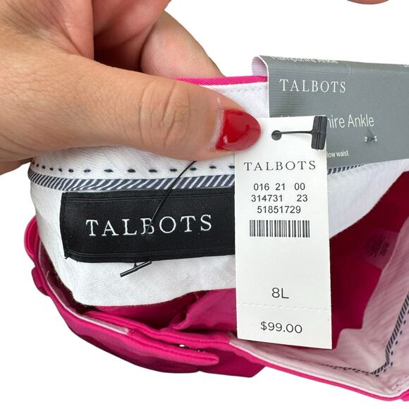 Talbots LONG NWT Hot Pink Hampshire Ankle Straight Leg Career Office Pants - Picture 8 of 10